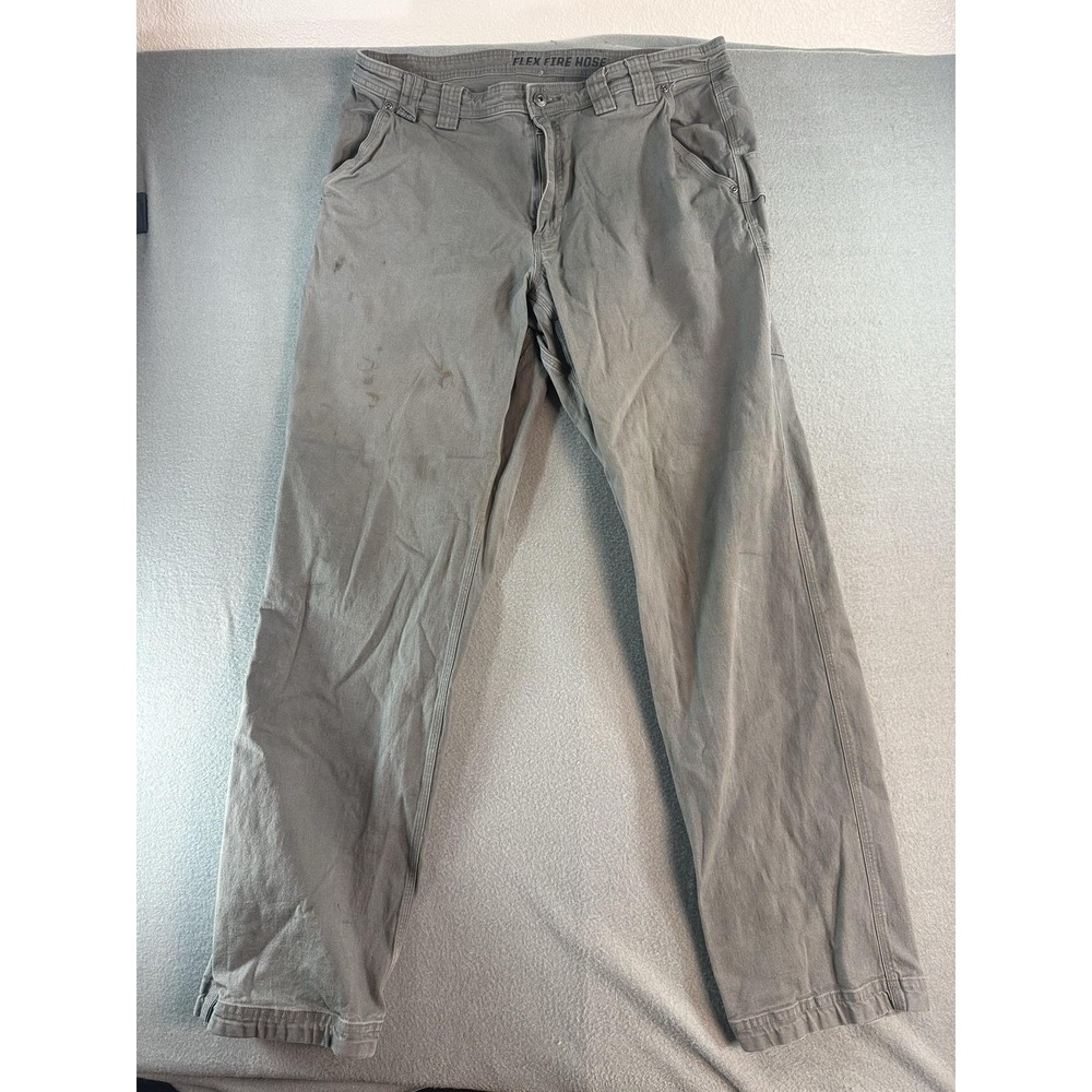 Duluth Flex Fire Hose Cargo Pants Mens 38x36 Gray Relaxed Fit Workwear FLAW